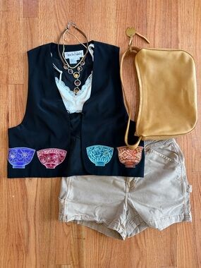 Silk Rice Bowl Embroidered Vest/Tank Top